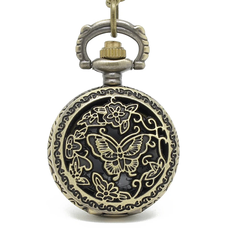 10ks/šarža Steampunk Heavy Metal Vyrezávaný motýľový kvet Flip Pocket Watch Náhrdelník, prívesok na párty, darček na párty