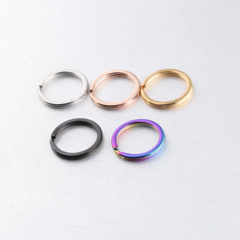 10ks/šarža z nehrdzavejúcej ocele Krúžkový prsteň kľúča Krúžok 10/20/25/30 mm oceľové okrúhle ploché linky Split Ring DIY nálezy Kľúčenky