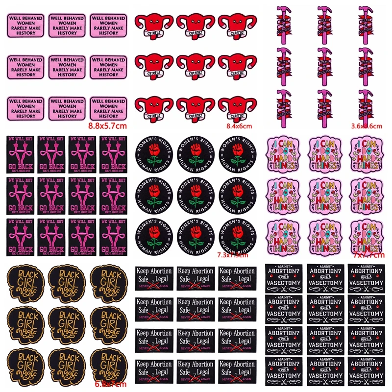 10ks/šarža železa na záplate Girl Power Patches na oblečení Diy Dámske odznaky Slepky na odevy pruhy vyšívané škvrny na šaty na šaty