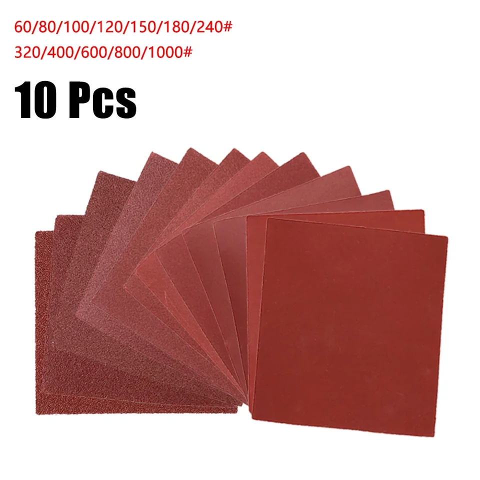 10ks štvorcový brúsny papier s brúsnym brúsnym papierom 60-1000GRIT 100 mmx110mm pre drevo leštinové sklenené mlynčeky Nástroje