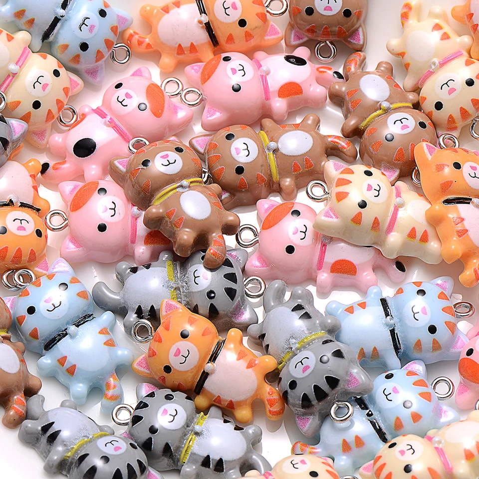 10ks živice kúzla Cat Cat Animal Pendant for Women Ručne vyrábané domácich majstrov výroby náušnice Klávesový náhrdelník Prívesky šperky