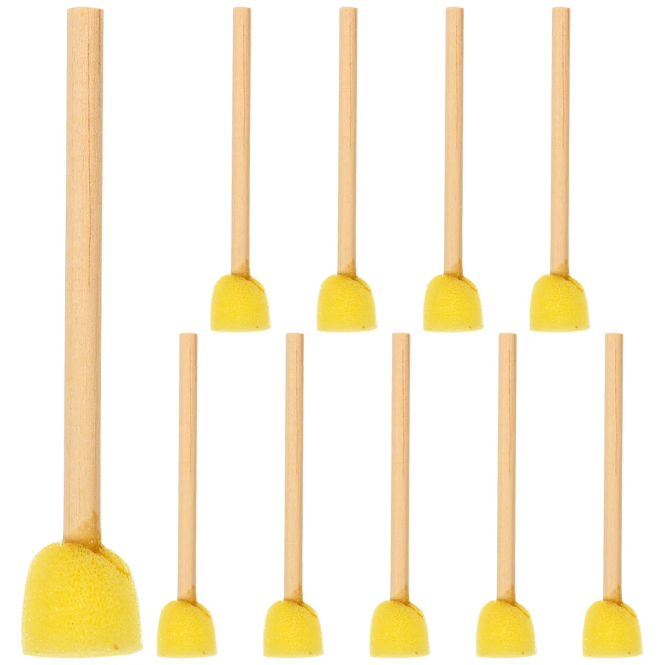 10ksové okrúhle špongie Sada kefy Šponková špongia kefy DIY Maľba špongie Deti kreslenie remeselných kefiek s drevenou rukoväťou