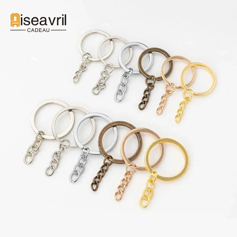 10ksové reťazové reťazové kľúče kľúče kľúča bronzová ródia zlatá farba 25 mm/30 mm dlhé okrúhle split Keyrings DIY šperky výroba veľkoobchod