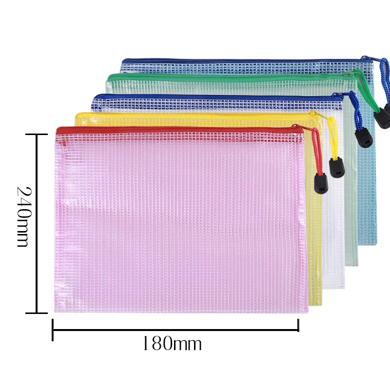 10ksové sieťové vrecko na zipsové vrecko Dokument Waterproof Zip Folders A4 A5 A6 Školské kancelárske potreby Stora