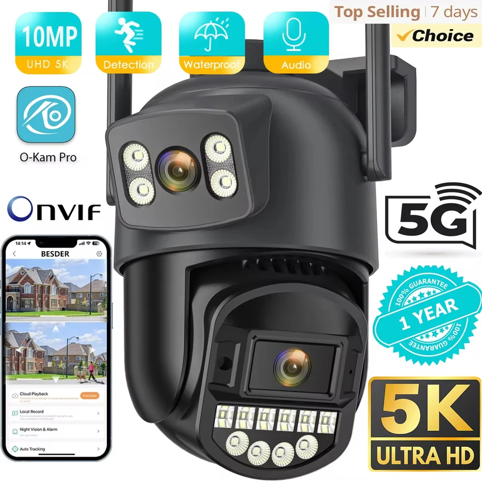 10MP PTZ IP fotoaparát 8MP 5K Outdoor Dual Dual Obraz