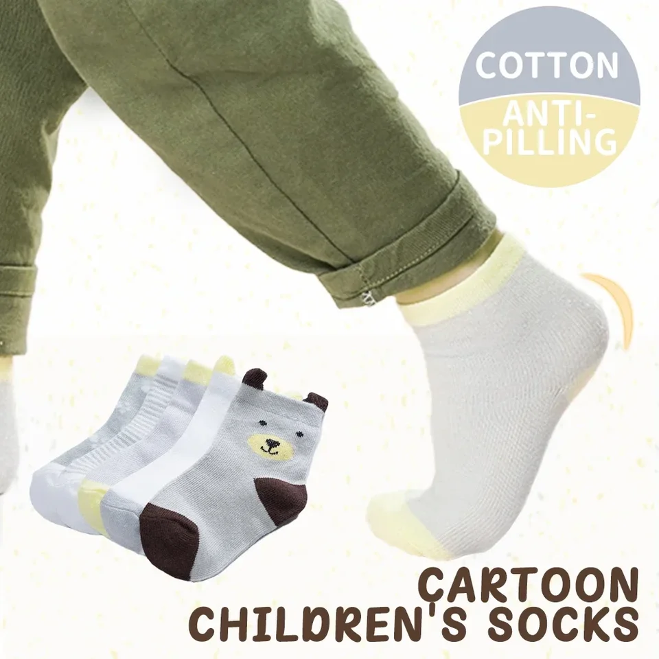 10pairs Cartoon Boy ponožky Spring Autumn Stripe Dot Detské chlapci Boys členok posádka ponožky ponožky vlhkosť Wicking Soft Toddler Kids Krátke ponožky