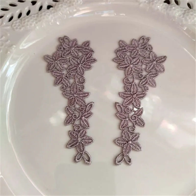 10pairs/šarža 11*4 cm lesklý ružový šedý gradient šijací motív Venise čipk