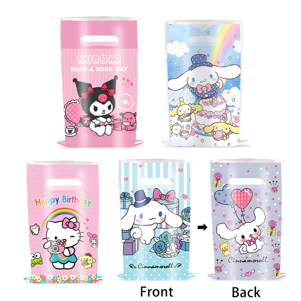 10pc/lot ‌‌hello Kitty ‌‌kuromi ‌‌‌‌cinnamoro Téma Dievčatá láskavé oslavy k narodeninám Prekvapenie plastové zdobenie darčekov Goodie Lot Bags
