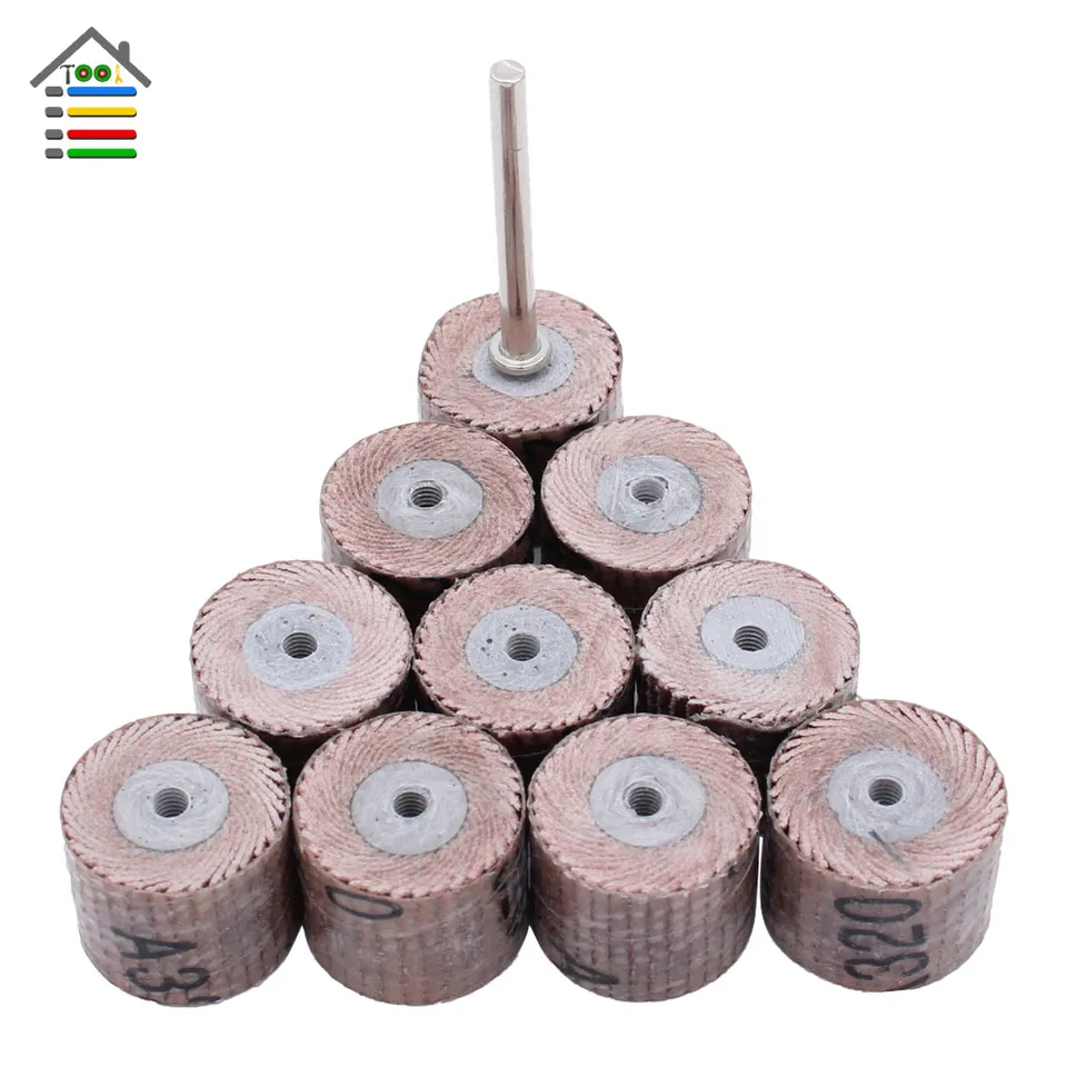 10pc Mini Abrasive Tools Flap Whear Banding Brinding Brinding pre leštenie rotačného papiera Dremel pre leštenie dreva 80-600