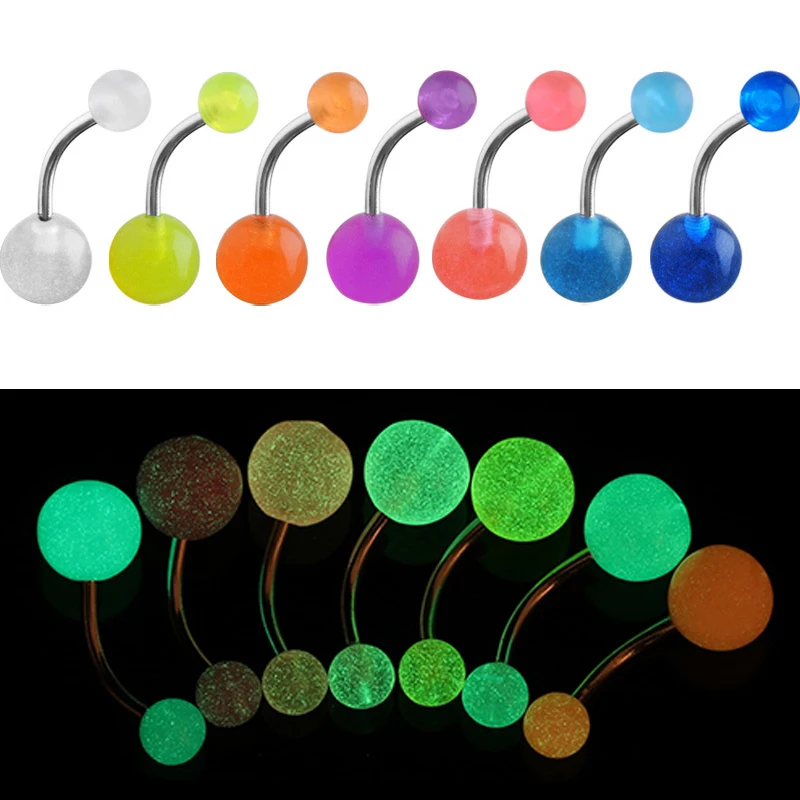 10pc nočné žiarivé gombíky brušné gombíky prstene piercing prsteň prsteň bare chirurgická oceľ nombril ombligo párty dám