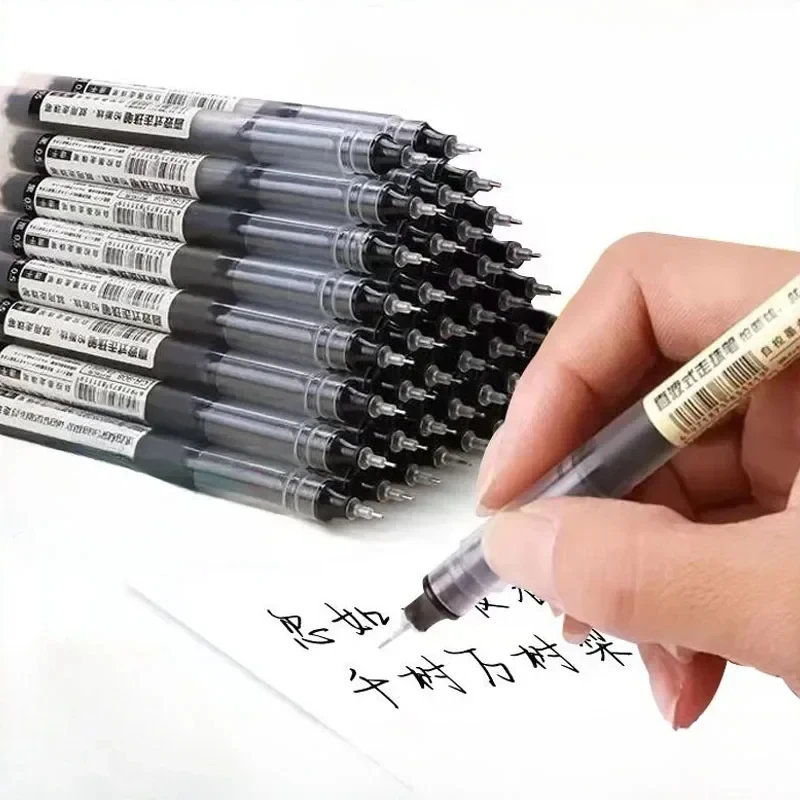 10pc rovné tekuté gélové pero rýchle sušenie, veľká kapacita 0,5 mm čierna modrá červená atrament na písanie školských kancelárskych potrieb