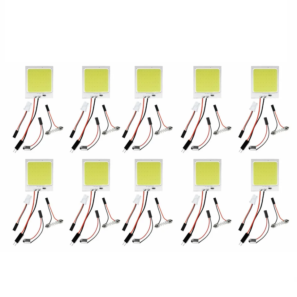 10pc/set 48smd cob biela LED T10 BA9S CAR Interiérový panel Light Dome map žiarovky žiarovky