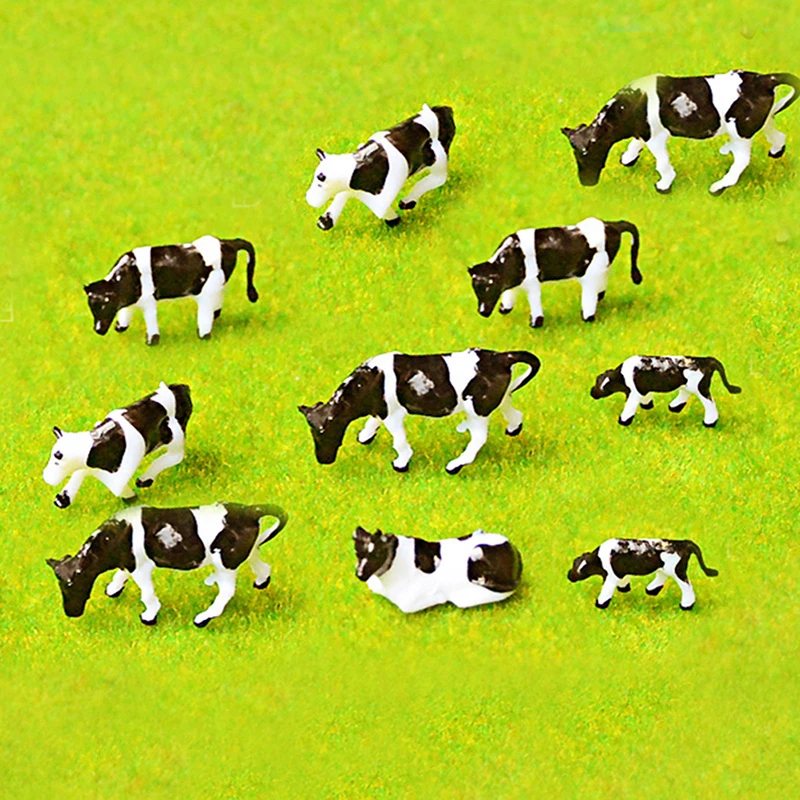 10pcs 1:87 Stupnica Soft Mäk gumy DIY farebná krava Model Model Train Model Building Hračky veľkoobchodné deti Vzdelávacie hračky