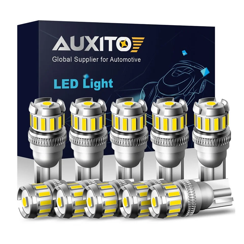 10pcs 12V žiarovka auta LED T10 žiarovky W5W LED CANBUS Žiadna chyba 6500K biela červená žltá žltá modrá automatické parkovacie interiérové ​​svetlo