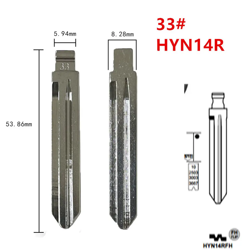10pcs 33# Hyn14r Metal Flip Blank Blade Blade pre Hyundai Accent Hyn14RFH Key Blade pre KD KeyDiy Xhorse VVDI Demotes Demotes Key Blank