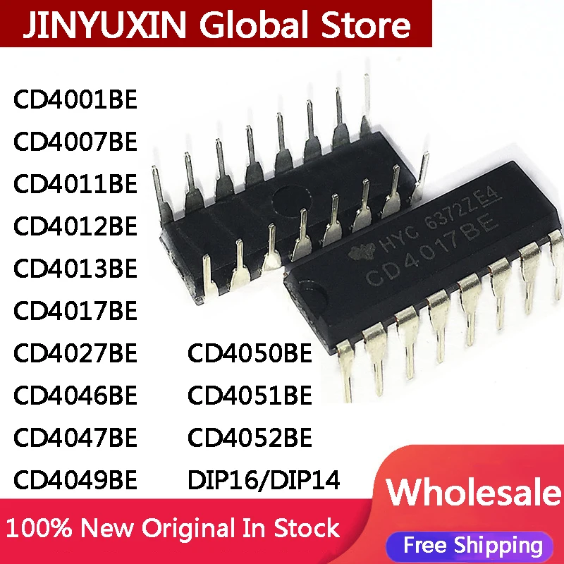 10pcs CD4017be CD4001 CD4007 CD4011 CD4012 CD4013 CD4017 CD4027 CD4046 CD4047 CD4049 CD4050 CD4051 CD4052 DIP16 IC čip