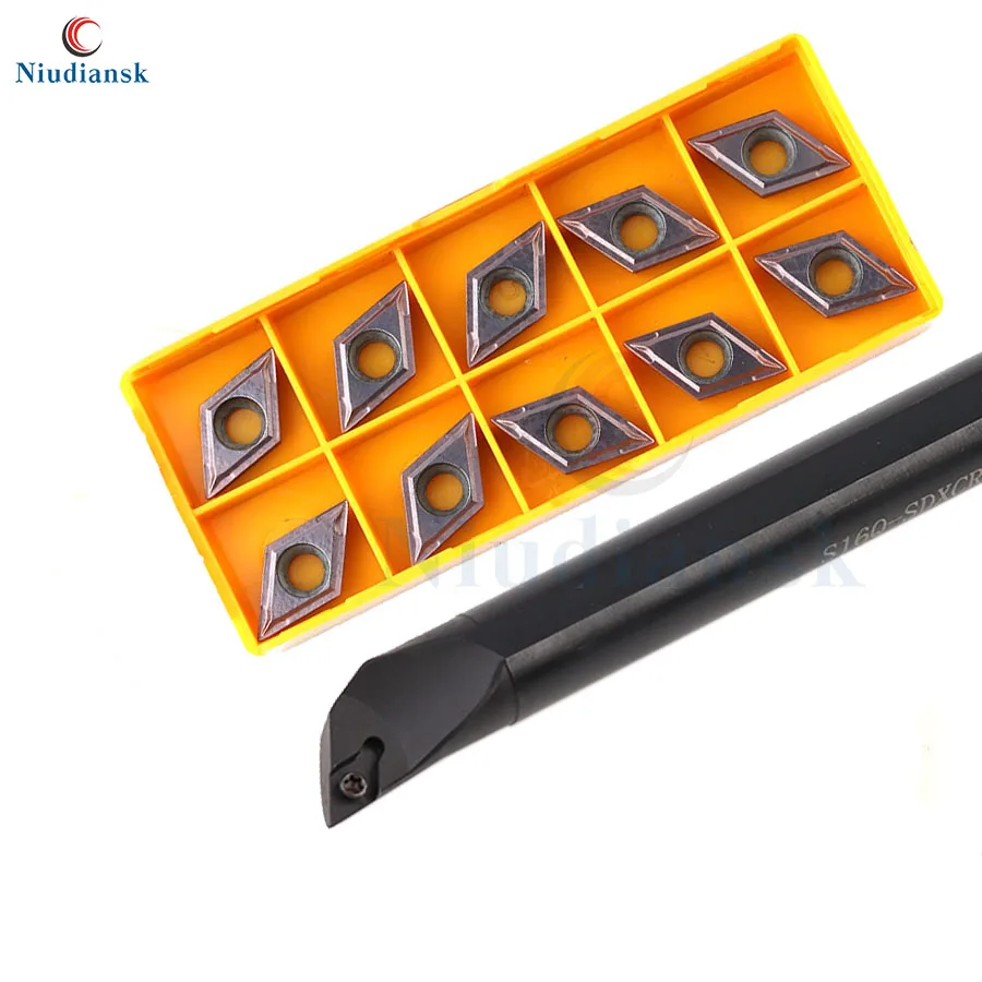 10pcs DCMT11T3 Karbidové vložky CNC Lathe Tool 1pc S16Q-SDXCR11