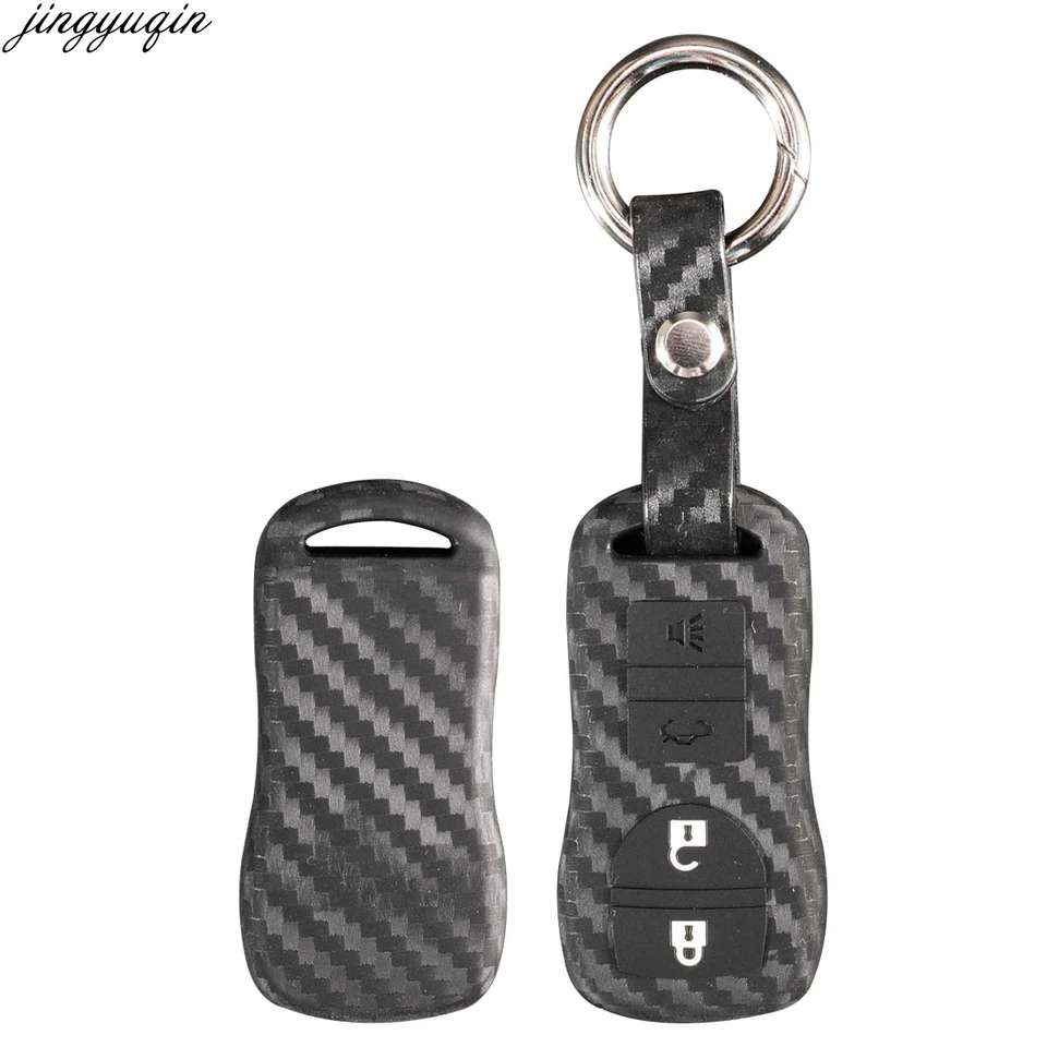 10pcs Jingyuqin uhlíkové vlákno Silikónový kryt kľúča pre Nissan Armada Sentra 350Z Altima Maxima Infiniti Remote Keyless Shell