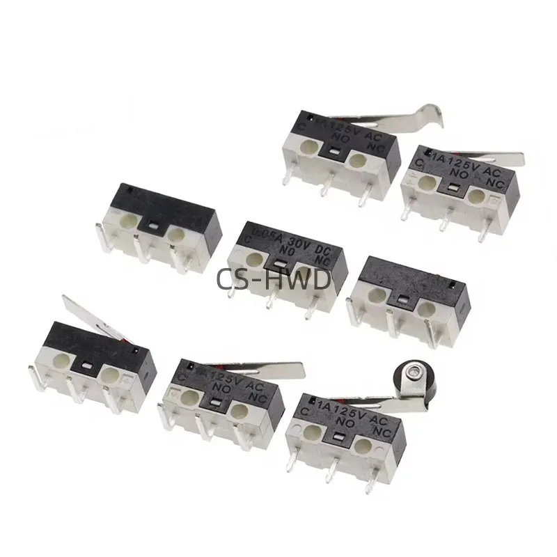 10pcs Micro Limit Switch Momentary Push Tlačidlo Spínač 1A 125V AC Mouse Switch 3pins Dlhá rukoväť valcová páka Arm SPDT 12x6x6mm