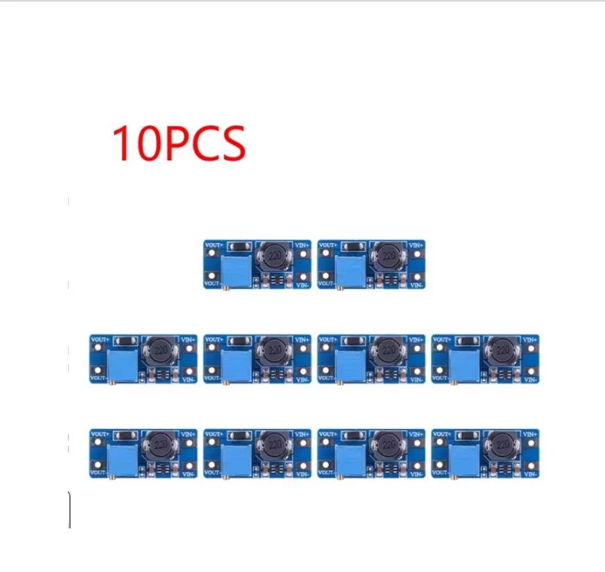 10pcs MT3608 DC-DC Boost Converter Modul Nastaviteľný regulátor napájacieho napájacieho napájacieho modulu napätia 2A Max 2V-24V až 5/9/12/28V