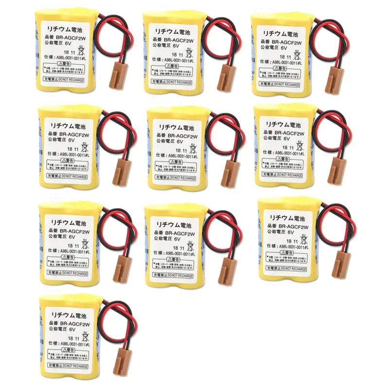 10pcs Original 6V BR-AGCF2W PLC Littium-Ion Priemyselná batéria s hnedou zástrčkou pre Panasonic Fanuc CNC Servo Motor Battery Motor