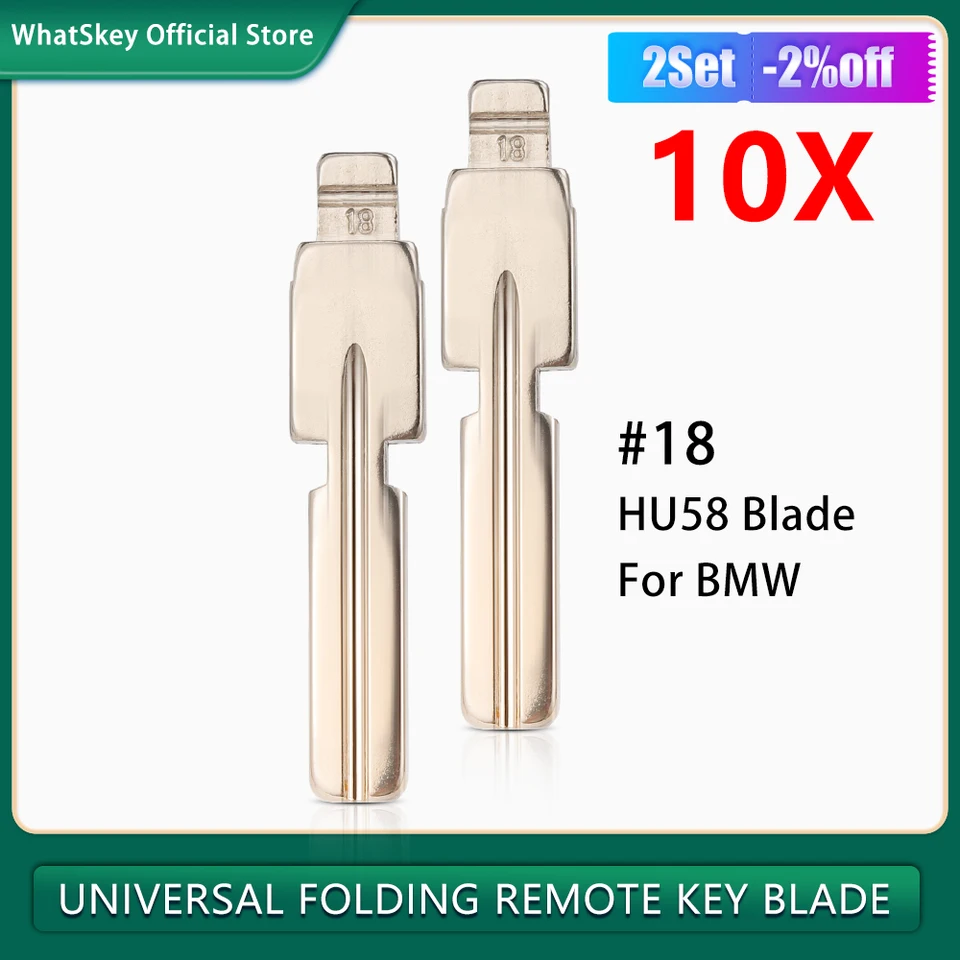 10pcs č. 18 nezostrihaný Hu58 Flip KD Key #18 Blade pre BMW E36 E39 E38 E63 E83 E53 1 2 3 Skladacie skladacie klávesy Plant Auto Blade
