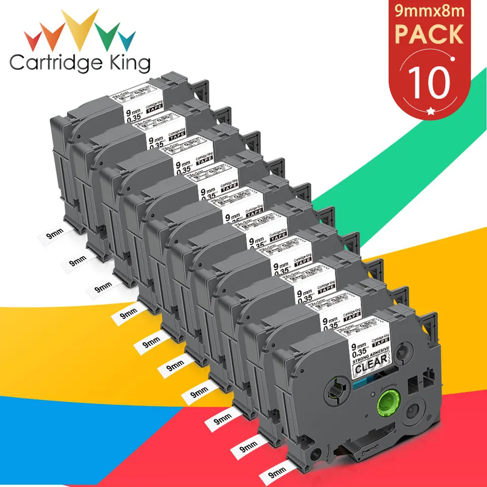 10pk 9 mm Tz Clear Tape TzES121 TZS121 pre brat TZE-S121 Silné lepidlo TZ Kompatibilné pre výrobcu štítkov P-Touch P-Touch