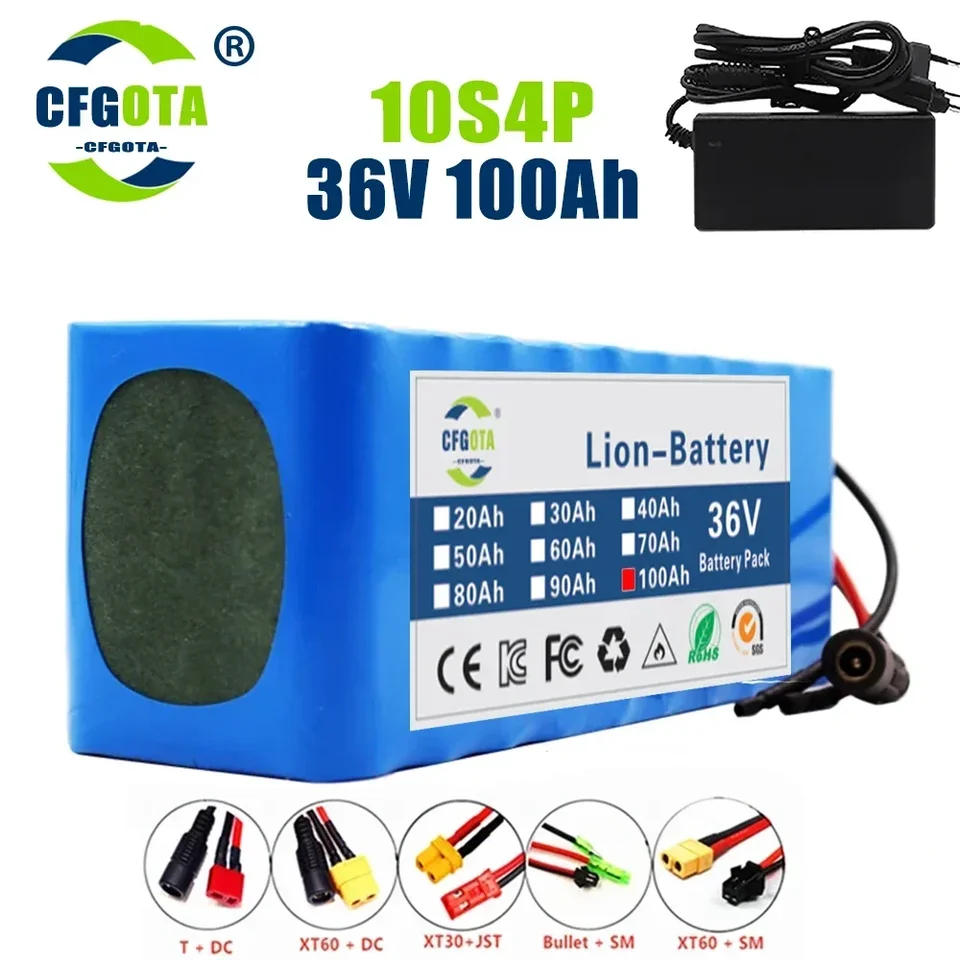 10S4P Electric Scooter 100000MAH 36V lítiová batéria 18650 batéria 36V 100AH ​​Elektrický skúter elektrický skúter batéria 36V