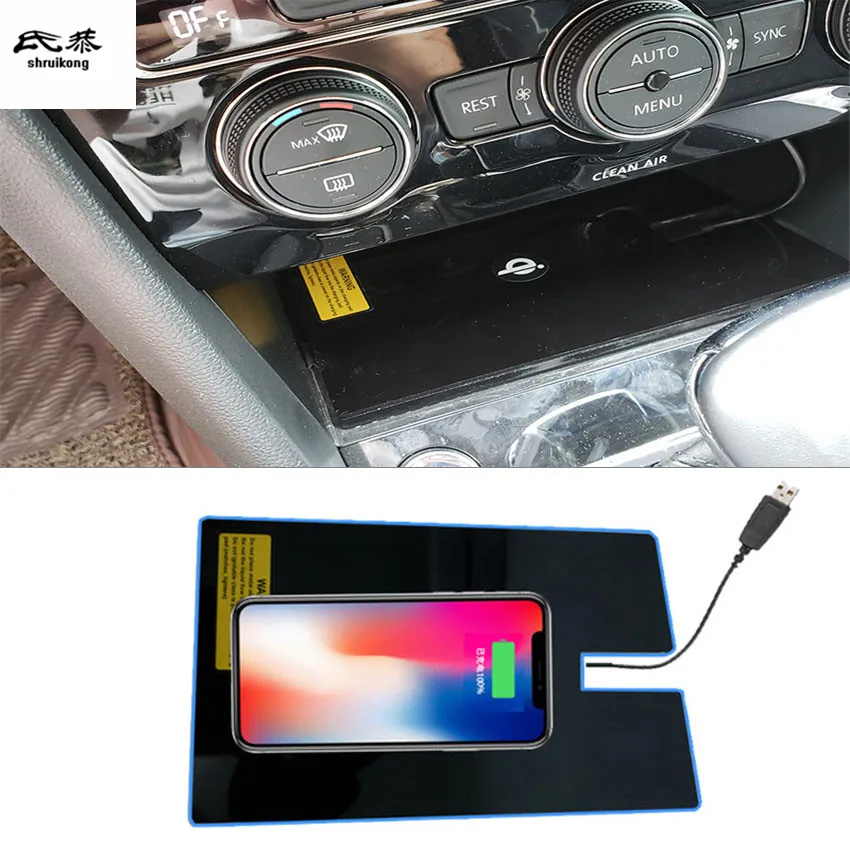 10W 2. rýchla špeciálna špeciálna palubná palubná nabíjačka na nabíjací panel Panel Panel Auto pre 2017-2021 Volkswagen VW Tiguan Mk2 AD1