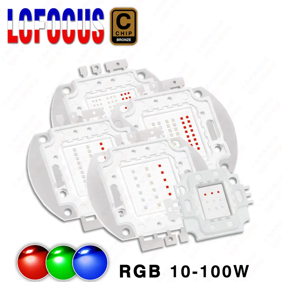 10W 20W 30W 50W 100W RGB LED COB Chip Red Green Blue Farba pre DIY 10 20 30 50 100 W Watt Stage DMX Disco Light Lightlightle