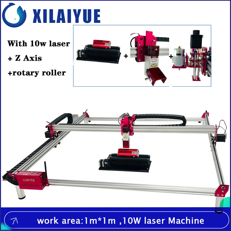 10W CNC laserový rytec 2-os gravírovacieho stroja Pracovná oblasť 1m*1 m rezací stroj na stolné počítače CNC Wood Router.