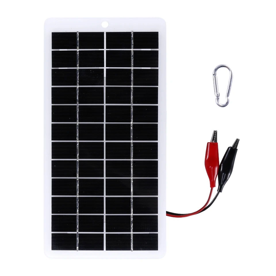 10W nabíjačka s batériou s karabínom 12V solárnej nabíjačky Polysilicon Solar Charger Plate Prenosná pre vonkajšie žiarovky