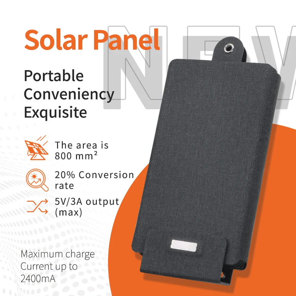 10W skladateľný solárny panel 5V rýchle nabíjanie Solar USB Type C Výstup prenosný mobilný telefón Outdoor Camping Tourism Battery Battery nabíjačka