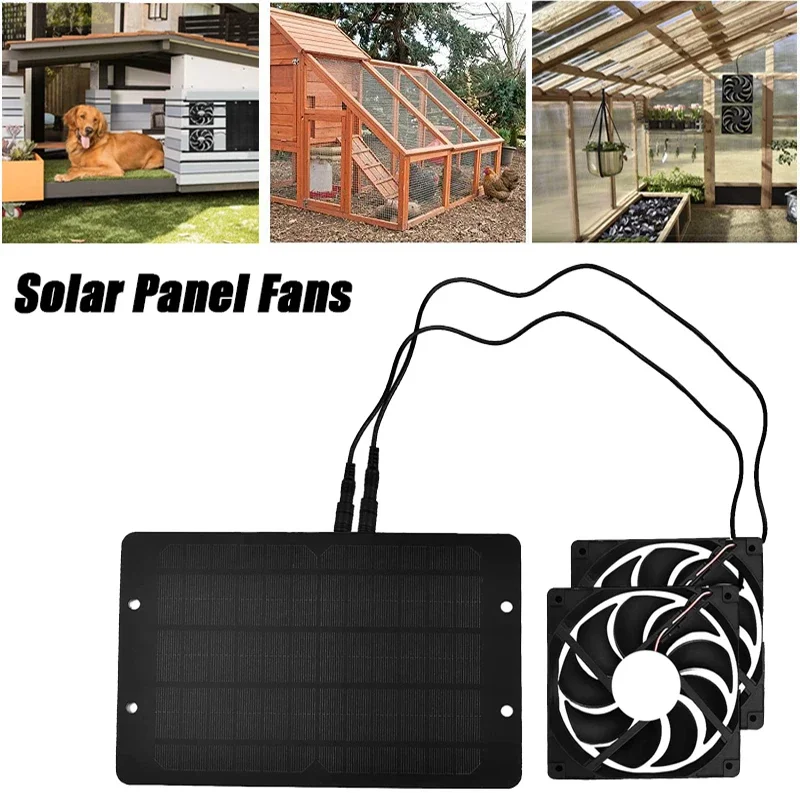 10W Solárny výfukový ventilátor Vzduchový extraktor Mini ventilátor 12v solárny panel poháňaný duálnymi fanúšikmi pre psie kuracie zviera