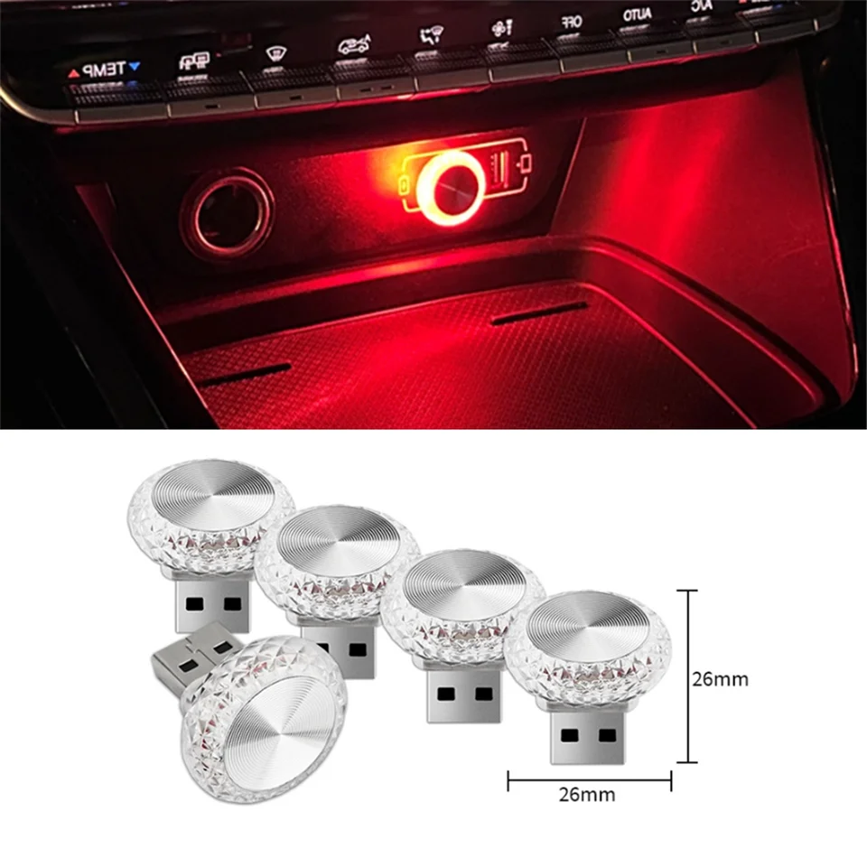 10x autá USB Ambient Light Mini LED interiér dekoratívna lampa pre večierok DJ vozidlo Universal Auto B