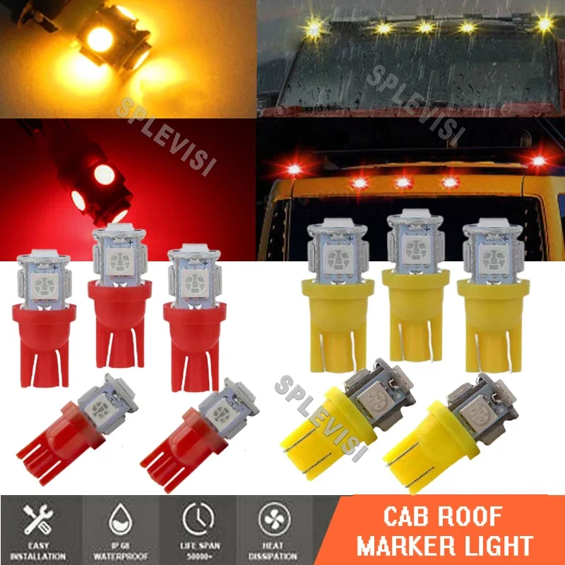 10x Cab Strecha Running Marker Light Amber Red T10 LED žiarovka pre Hummer H2 2003-2009 2004 2005 2006 2007 2008 2009