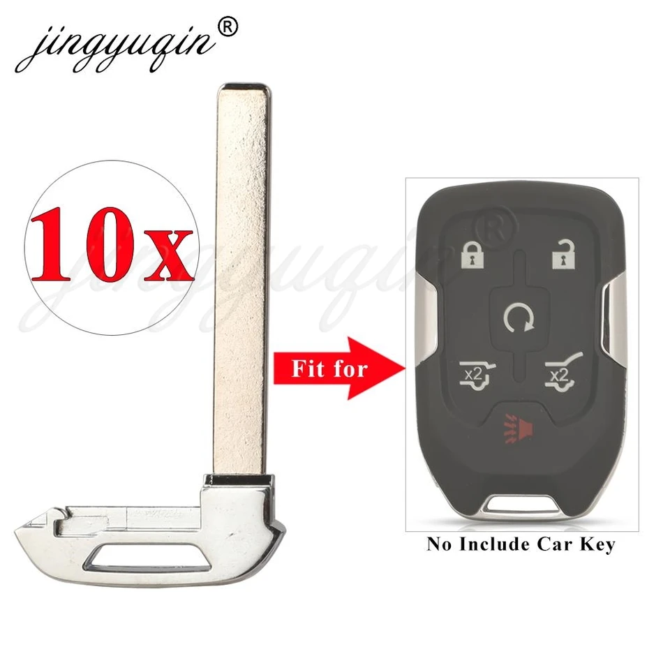 10x Vložte pohotovostné auto čepeľ nezrezané prázdne pre Chevrolet Tahoe Suburban Silverado GMC Yukon Sierra Acadia Smart Remote Card Card