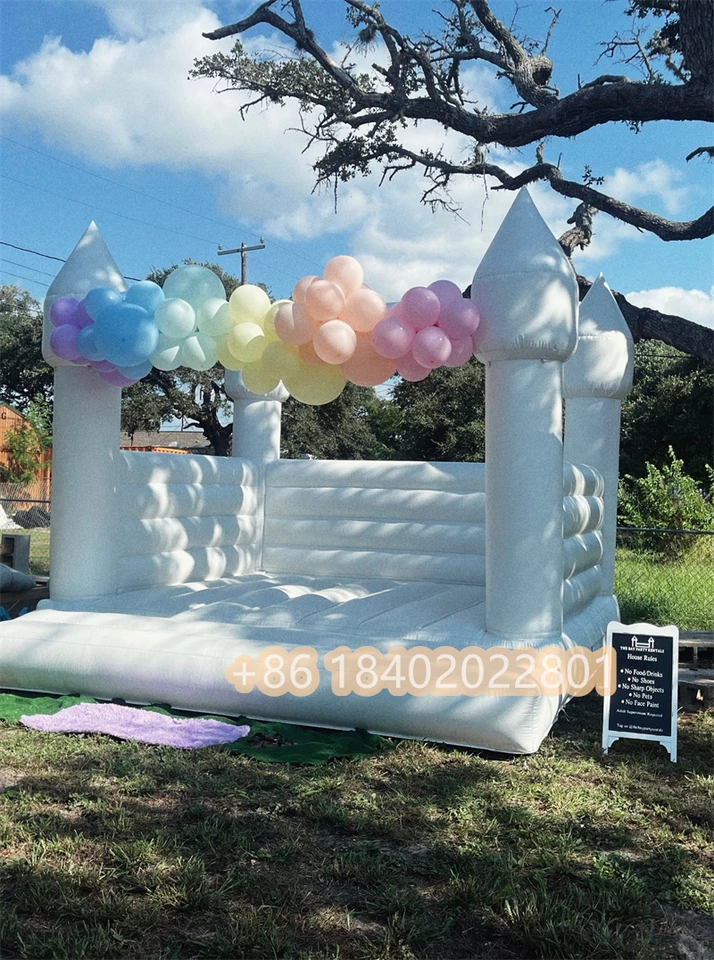 10x10 'PVC White Bounce House nafukovací vyhadzovač na narodeninovú oslavu