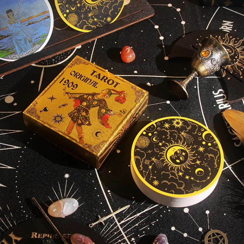 10x10cm PVC plastové kruhové klasické čakanie Tarot karty angličtina Vysoko kvalitná 78ks kruhové stolové hry Vodotesné karty