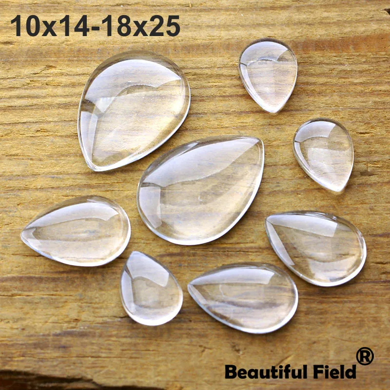 10x14 mm 13x18 mm 18x25 mm 20x30 mm číry kvapkaný sklenený kabíny Plant Cameo Set Ručne vyrobené nastavenia kamene priehľadné klenuté