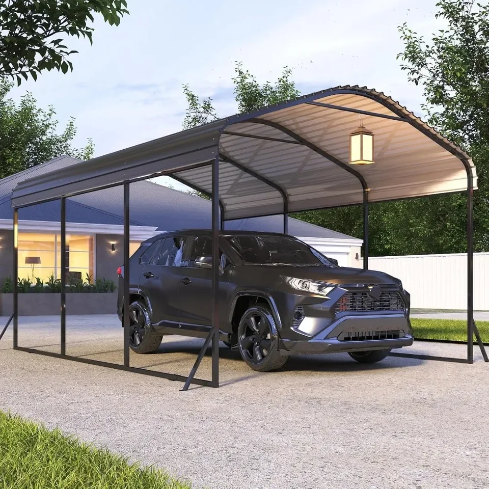 10x15 ft ťažkých prístreškov Carports s vylepšenou základňou, galvanizovanou oceľovou strechou a rámom všetkých kovov, súpravy automobilových portov pre vonkajšie