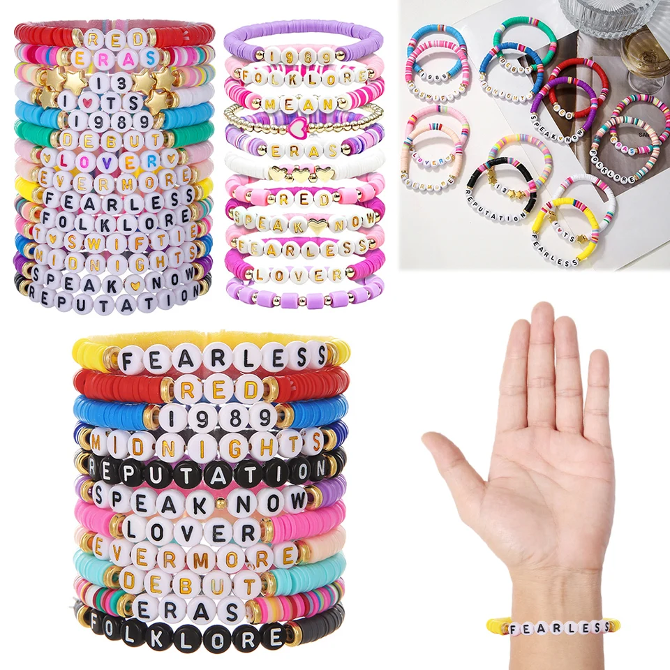 11/14 PCS Album inšpirovaný náramok s hlinenými korálkami pre fanúšikov Taylor Swift Bracelet Darče