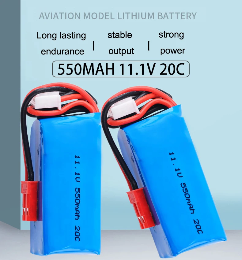 11,1V 3S 550 mAh 20c RC Lipo batéria s JST zástrčkou pre mini SU27 pevné krídlové lietadlo Tank CAR COY