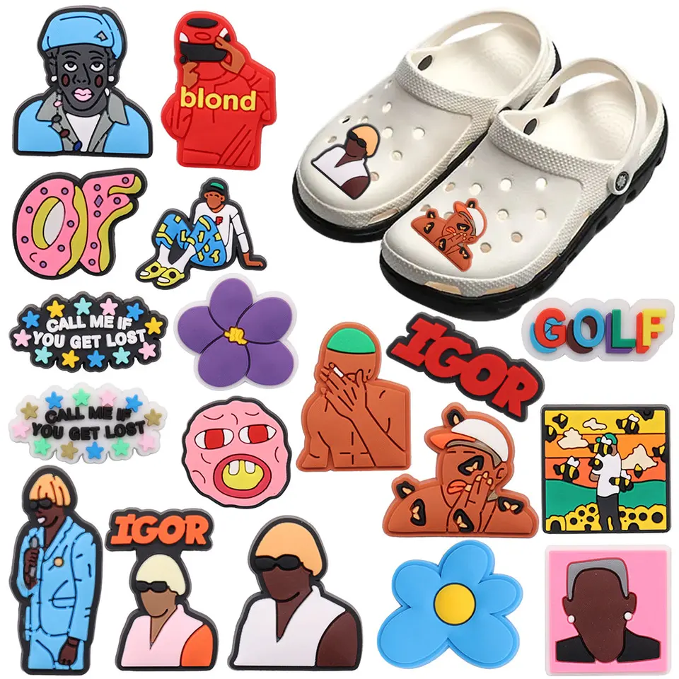 11-26ks hip popová speváčka golf zavolajte mi, keď ste stratili topánky PVC Buckle Charms Outer Banks Muž dospelých sandálových dekorácií