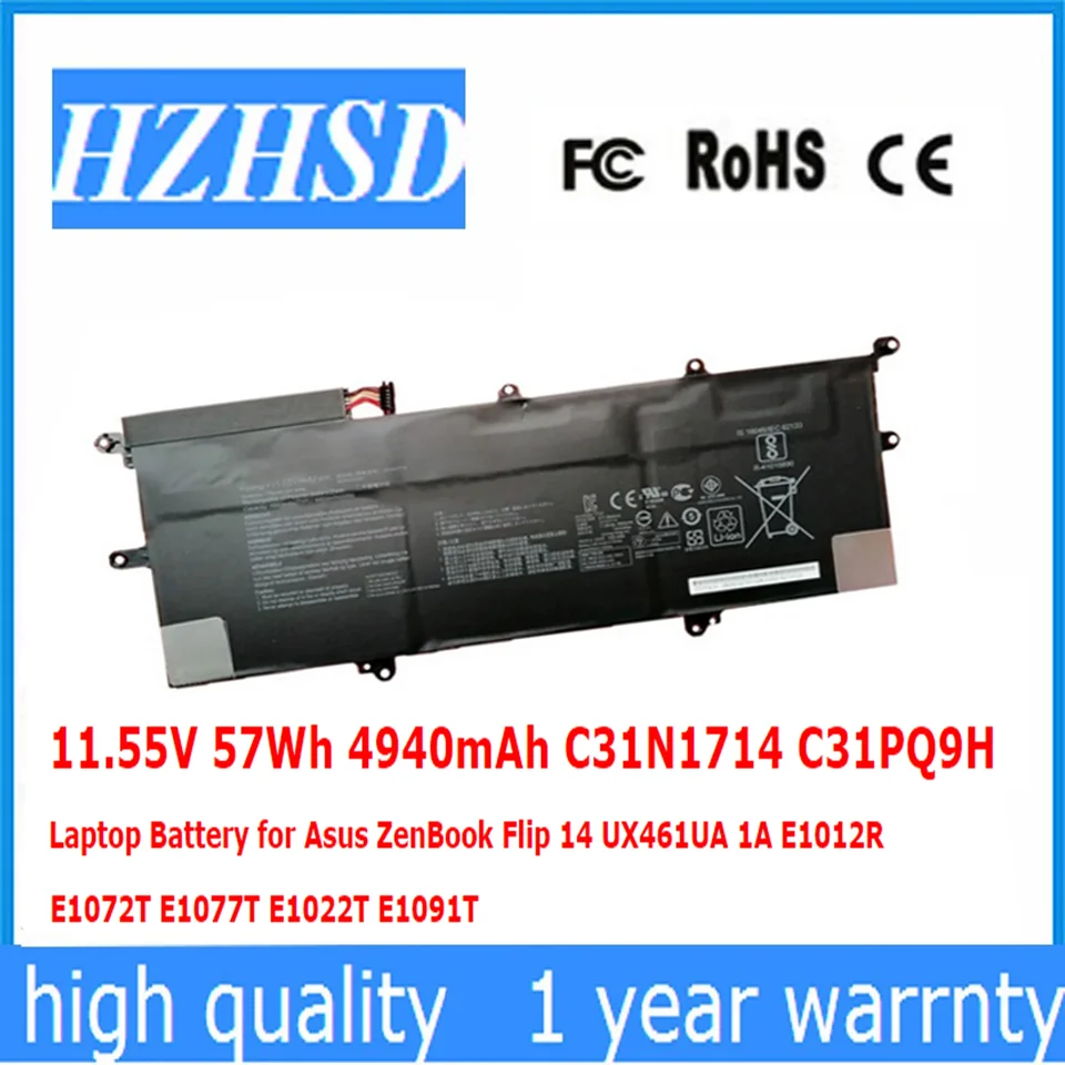 11,55V 57WH 4940MAH C31N1714 C31PQ9H NAPLASTNÍKA PRE ASUS ZenBook Flip 14 UX461UA 1A E1012R E1072T E1077T E1022T E1091T