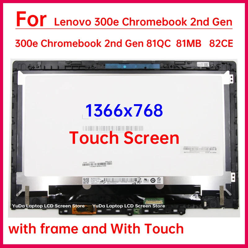 11,6 palcový laptop LCD dotyková obrazovka pre Lenovo 300E Chromebook 2. Gen 81QC 81MB 82CE DISPITIZER DIGITIZER+Výmena zostavy rámu
