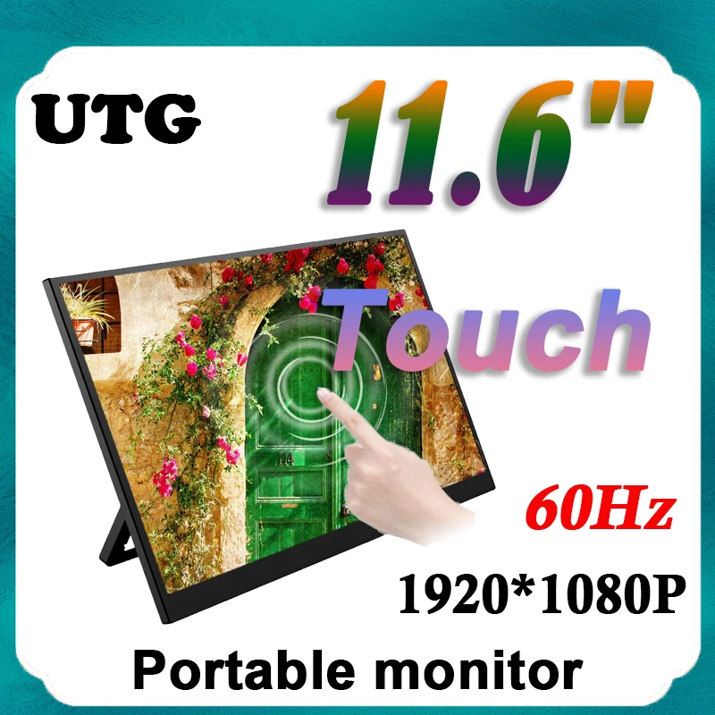 11.6 ″ Dotknite sa prenosného monitora 1920x1080 60Hz počítač Disppaly pre notebook PC Xbox Switch Gaming Screen Druhá obrazovka