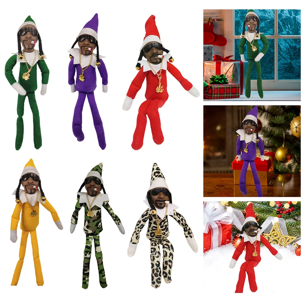 11.81 Na Vianoce Elf Doll Snoop na vianočnom škriatkovom Elf Elf Screvaned Dolmvian Desial Holiday Cute plyšová polica hračky pre mužov Ženy