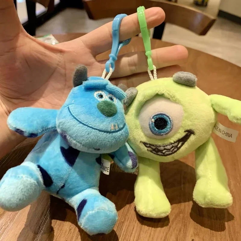 11 cm Disney Monsters University Plyš na kľúče kľúča hračky James Sullivan Mike Wazowski Soft Sľakovaná bábika pre deti vianočný darček