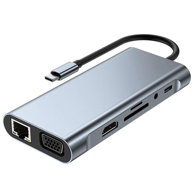 11 v 1 type C Dock USB Hub 3.0 Splitter Multicort Adapter 4K HDMI kompatibilný RJ45 SD/TF VGA PD Audio Jack Ethernet Port Ethernet